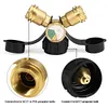 Y Splitter Adapter Propane Adapter with Gauge 2 Way Gas Adapter for Camping