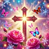 Rose Cross-11CT Stamped Cross Stitch 40*40cm/15.75*15.75in
