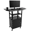 [US Local Warehouse] Rolling AV Carts Cabinet & Stands with Locking Cabinet Keyboard Tray Printer Craft Utility Cart with Wheels Height Adjustable 36-44 in 110lbs for Classroom Office
