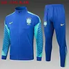 2024 Brazil Long Zip Jacket Blue Football Jersey 1:1 Thailand Quality