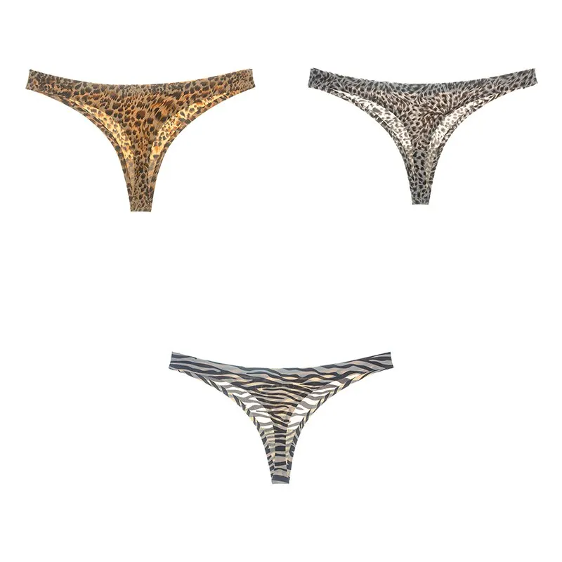3 pcs Woman Underwear Sexy Seamless Ice Silk Sports Female T-back Print Soft High Quality G-string Thong For Woman Panties 2021