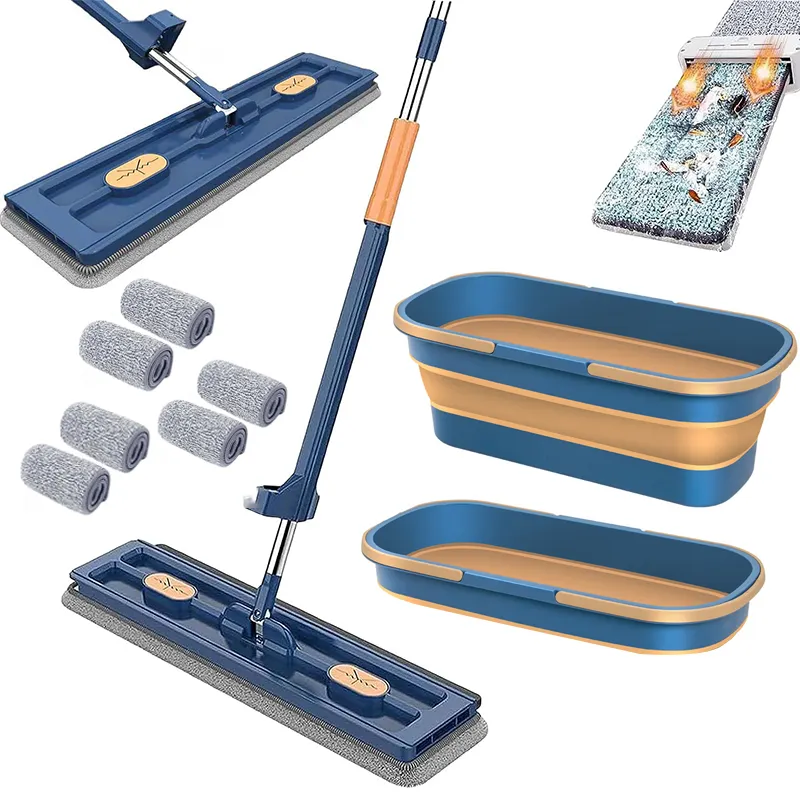 SAKER&reg; Large Flat Mop and Scalable Bucket with Wheels