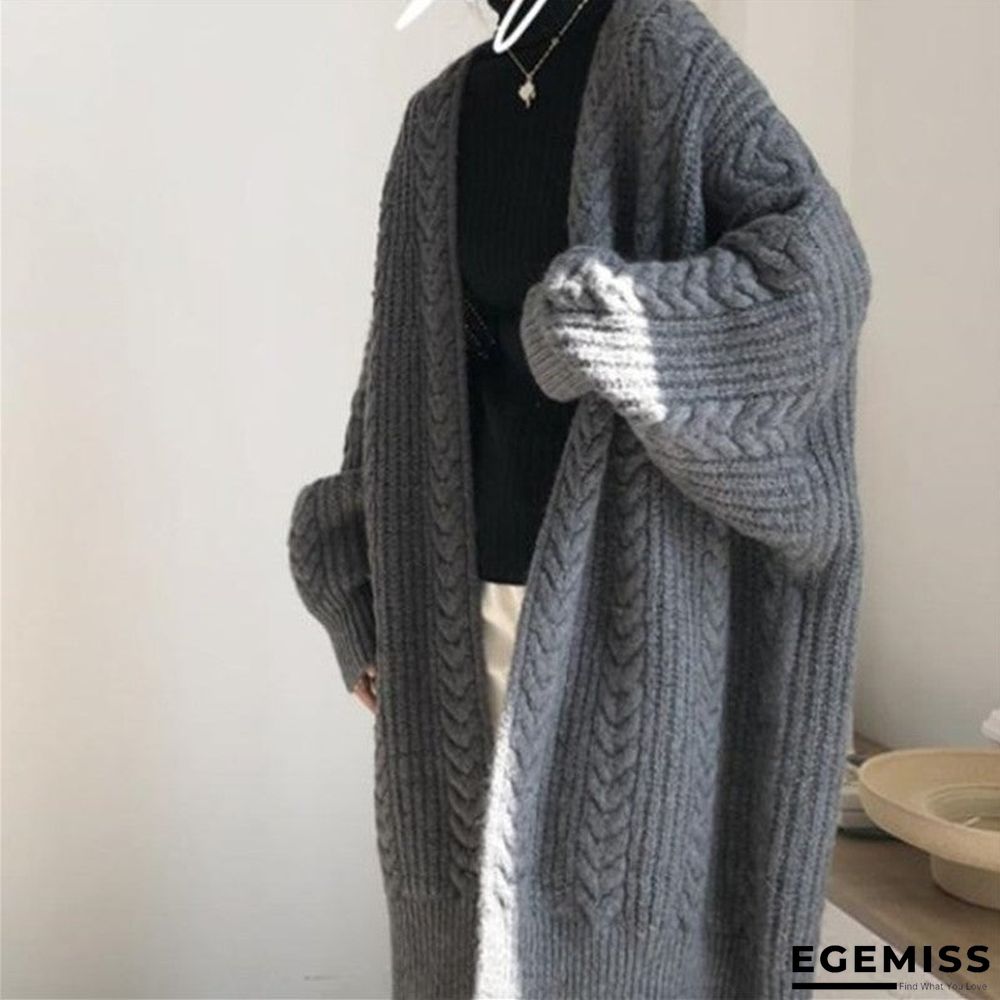 Autumn New Long Knit Cardigan Long Sleeve Lazy Twist Sweater Coat | EGEMISS