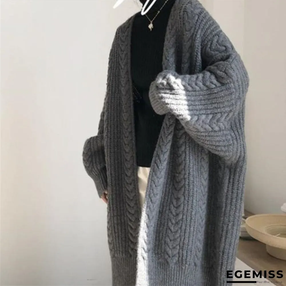 Autumn New Long Knit Cardigan Long Sleeve Lazy Twist Sweater Coat | EGEMISS