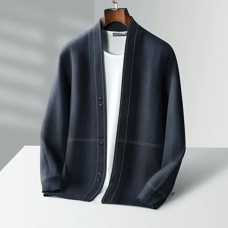 Jacquard Pure Wool Cardigan