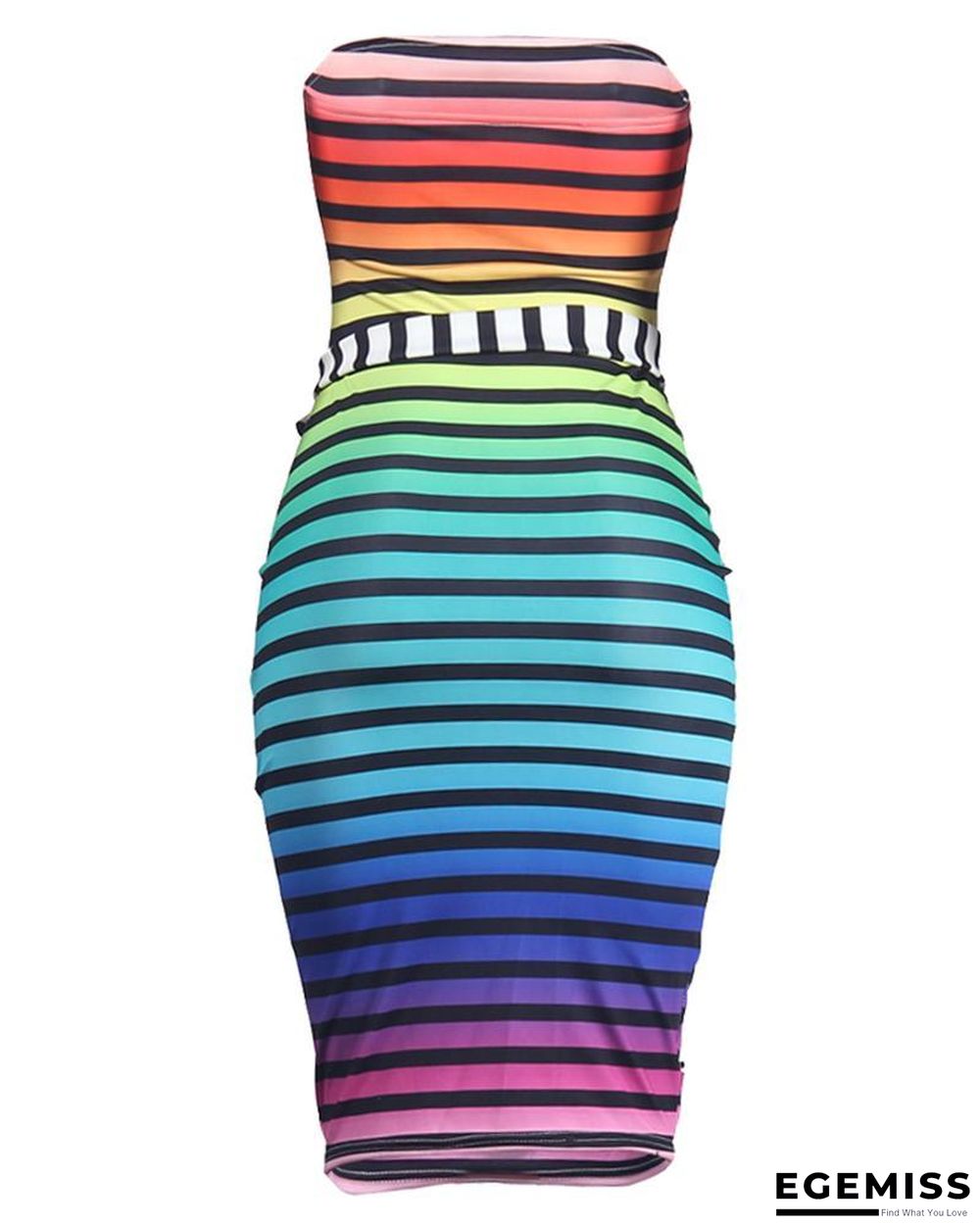 Tube Colorful Striped Bodycon Dress | EGEMISS