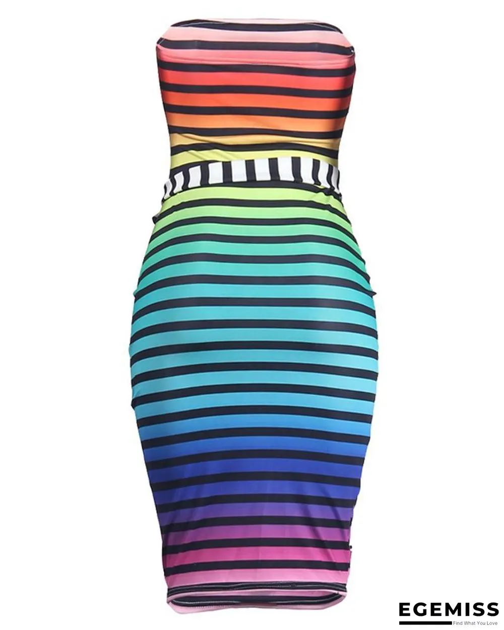 Tube Colorful Striped Bodycon Dress | EGEMISS