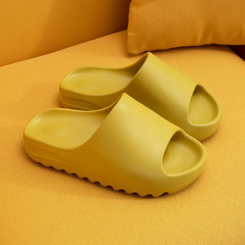 Men and Women Slippers Summer Thicken Solid Color Home Indoor Shoes Eva Non-slip Beach Slides Bathroom Shoes Shower Slippers