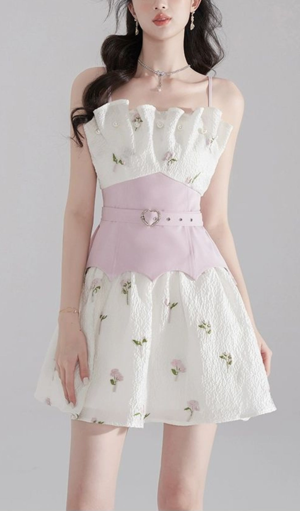 Aalilyanna Embroidered Jacquard Mini Dress Flowering Girl