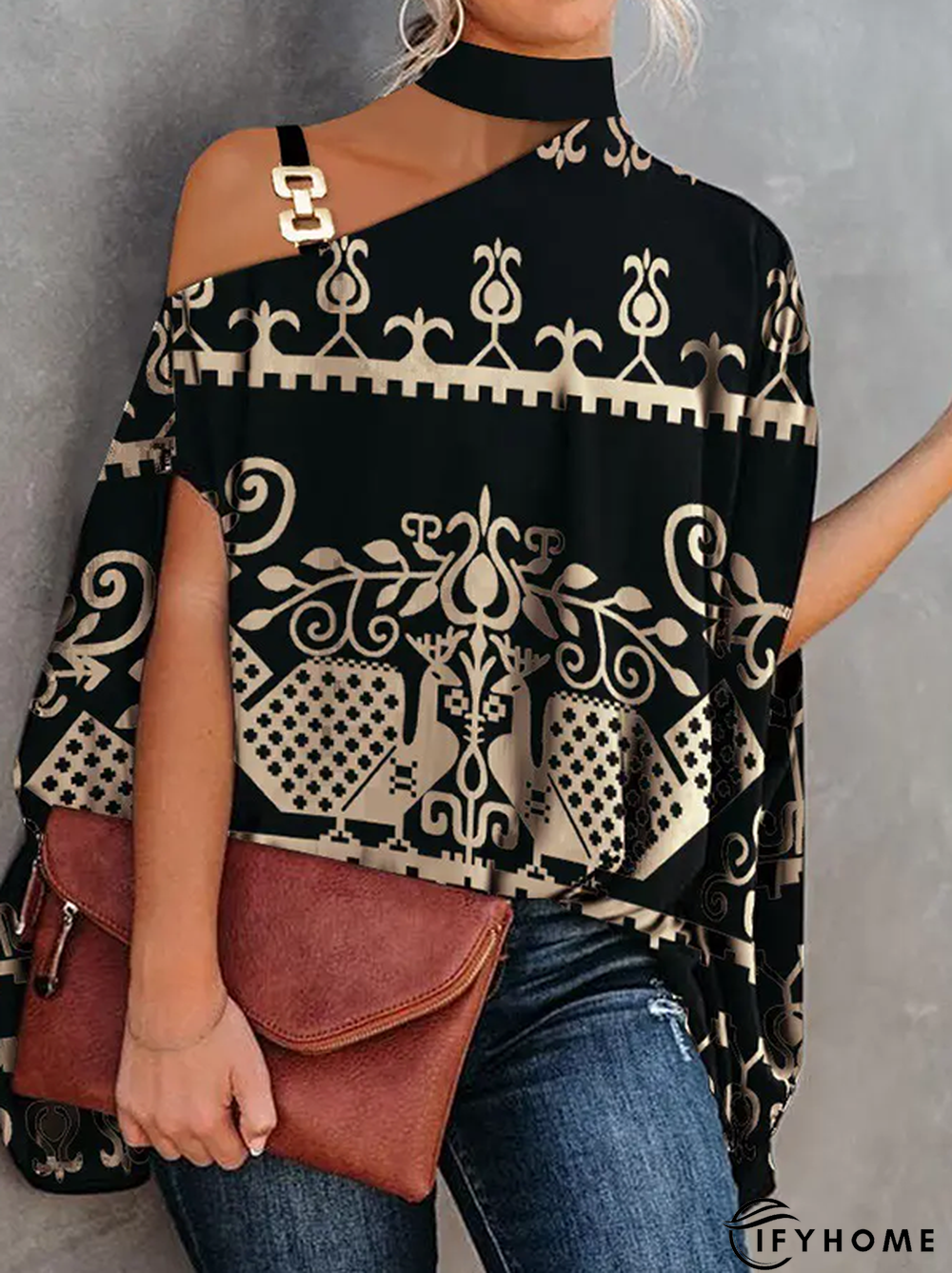 Abstract One Shoulder Casual T-Shirt | IFYHOME