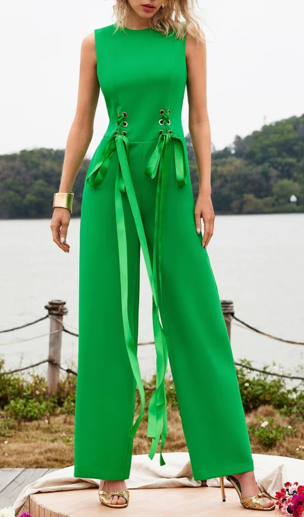 Addy Sleeveless Lacing Jumpsuit Flowering Girl