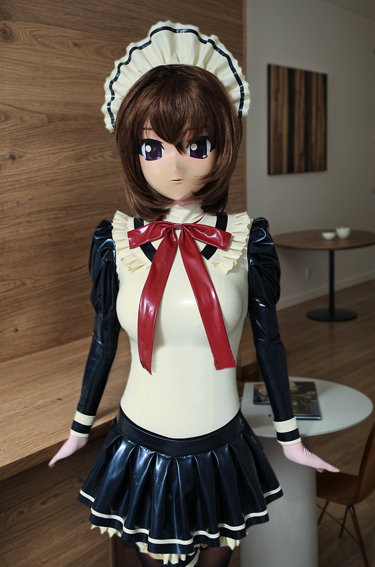 Women Latex Dress Waitress Uniform White Black Maid Costume cosplay
