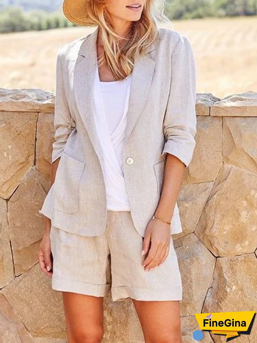 Plain Shawl Collar Casual Blazer