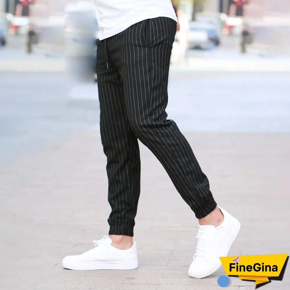Fashion Vertical Stripes Mens Casual Pants