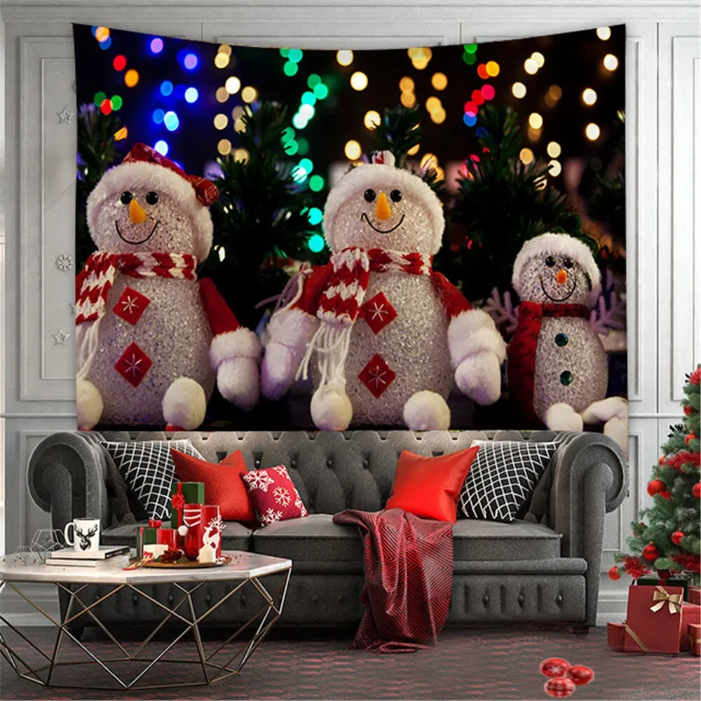 Merry Christmas Tapestry Wall Hanging Christmas Tree Fireplace Wall Cloth Tapestries Psychedelic Boho Decor Wall Tapestry Carpet