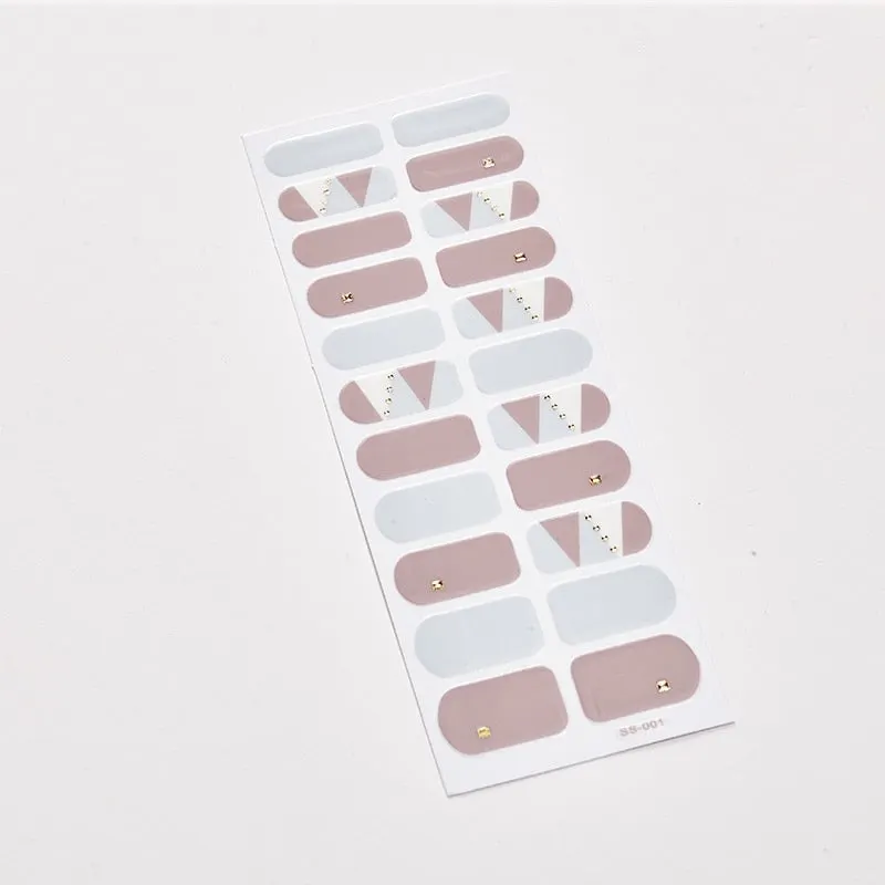 22 Tips/Sheet Solid And Shivering Patterned Nails Nail Wraps DIY Self Adhesive Nail Art Stickers 2020 Designer Nail Decals