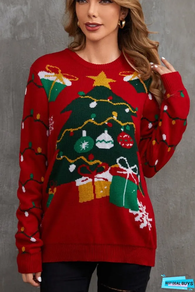 Christmas Long Sleeve Round Neck Pullover Sweater