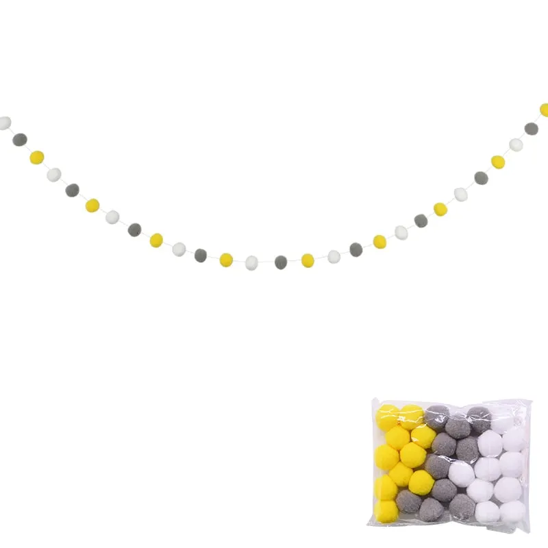 2.5Meter Colorful Pompom Pendant Garland Ins Nordic Series Wool Felt Ball String DIY Handmade Nursery Children Room Decor
