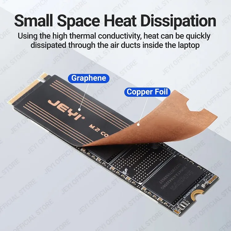 JEYI Graphene 2280 2242 2230 M.2 SSD Heatsink, Dual-Layer Graphene