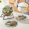 4PCS Diamond Painting Coasters Kit with Holder for Dining Table (Flower Basket)