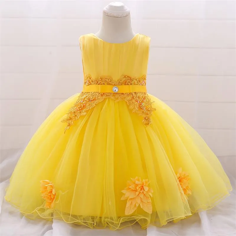 2021 White Gown Baby Girl Dresses Party And Wedding Christening Dress For Girl Frock 2 1 Year Birthday Princess Dress 6 12 Month