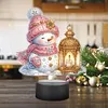 (US Local)Acrylic Double Sided Xmas Snowman 5D Diamond Painting Night Light for Tabletop