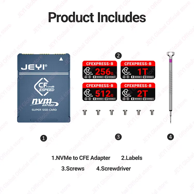 JEYI CF-Express Type-B to 2230 NVMe M.2 SSD Adapter, PCIe 4.0