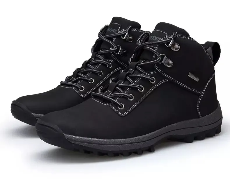 2020 Brand Men Boots Big Size 39-46 Autumn Winter Mens Leather Fashion Sneakers Lace Up Outdoor Mountain Men Shoes Waterproof