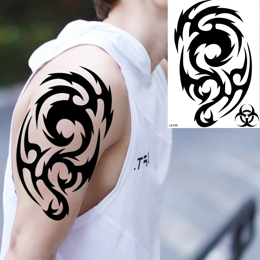Sdrawing Cuttlefish Skeletion Scary Temporary Tattoos For Men Women Pirate Tiger Skull Totem Fake Tattoo Sticker Tatoos Octopus