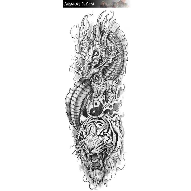 Waterproof Temporary Large Arm Sleeve Tatoo Sticker Fox Tiger Lion Animal Stickers Body Arm Legs Tattoos Temporary Paper Cover