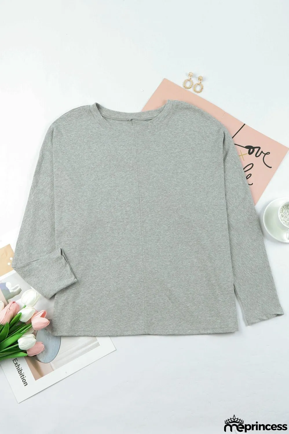 Stripe Long Sleeve Large Fashion Simple V-Neck T-Shirt