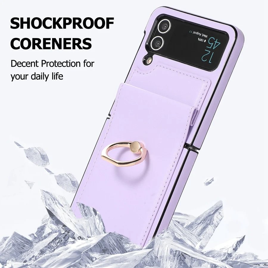 Suitable For Samsung Z Flip 3/Z Flip 4 Folding Solid Color Ring Folding Screen Phone Case