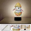 (US Local)Acrylic Double Sided Bunny Egg Diamond Painting LED Night Light for Easter Decor