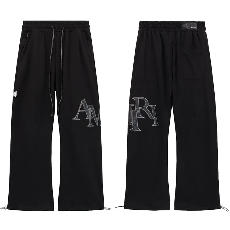 Amiri Pants Sticker Logo Loose Casual Zip Pocket Pants