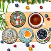 6Pcs/set Diamond Painting Wooden Snowman Coaster Cup Cushion With Holder