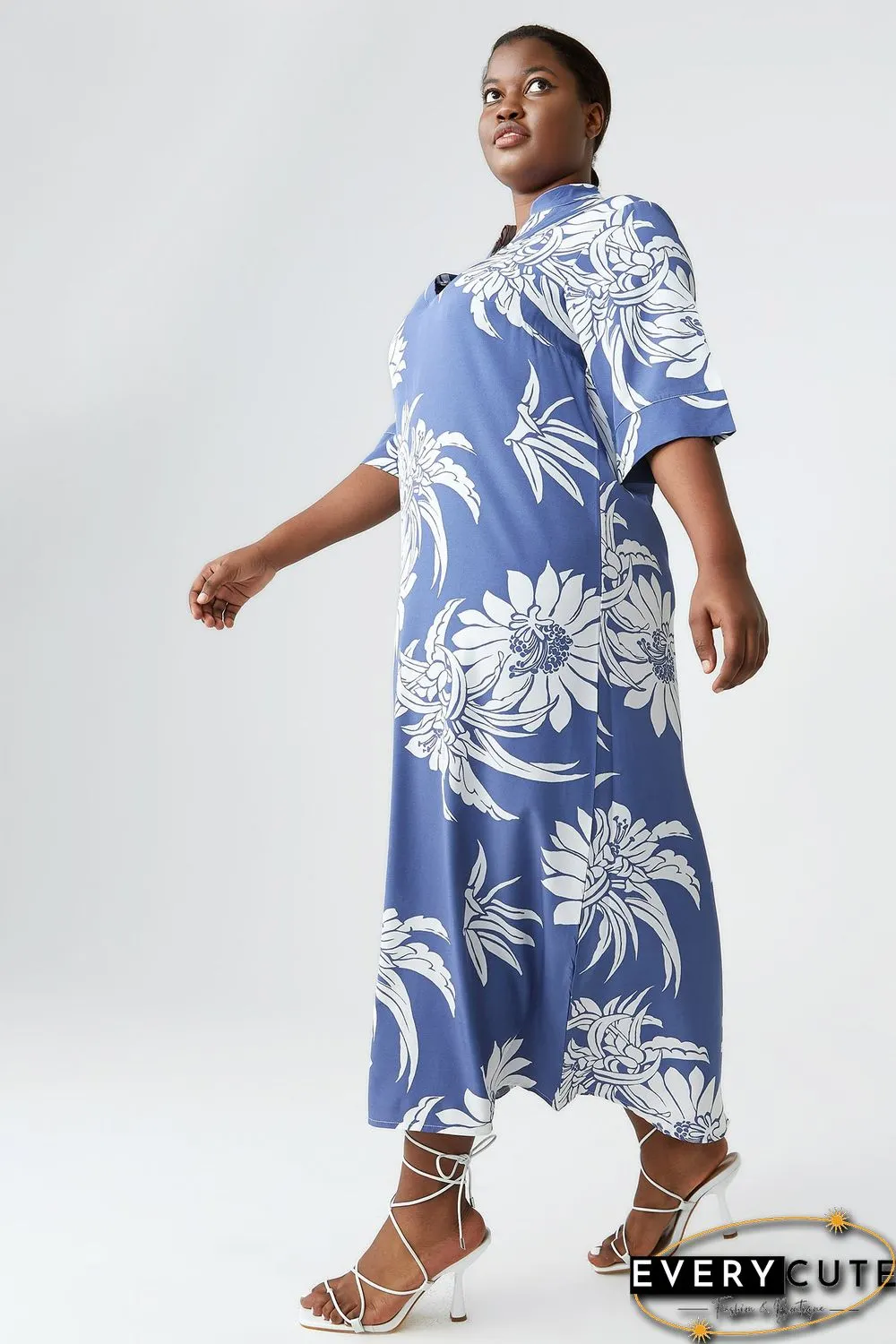 Floral-print Notch Dress P11998
