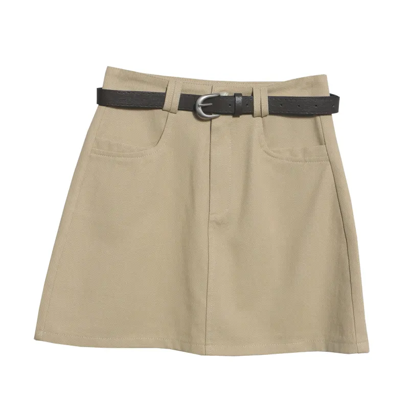 Brownm Real Shooting Kin Color High-Rise Thin Bag Hip Skirt 2025 New Hundred With Belt A Short Skirt 9997