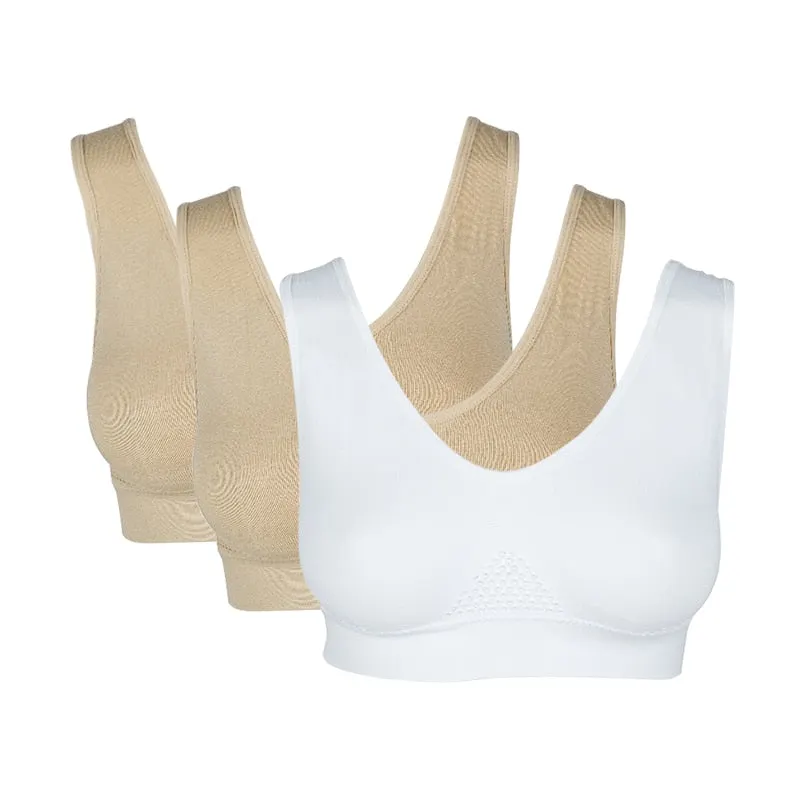 3PCS/lot Seamless Bra With Pads Plus Size Bras For Women Active Bra Wireless Brassiere Push Up Big Size Vest Wireless BH 5XL