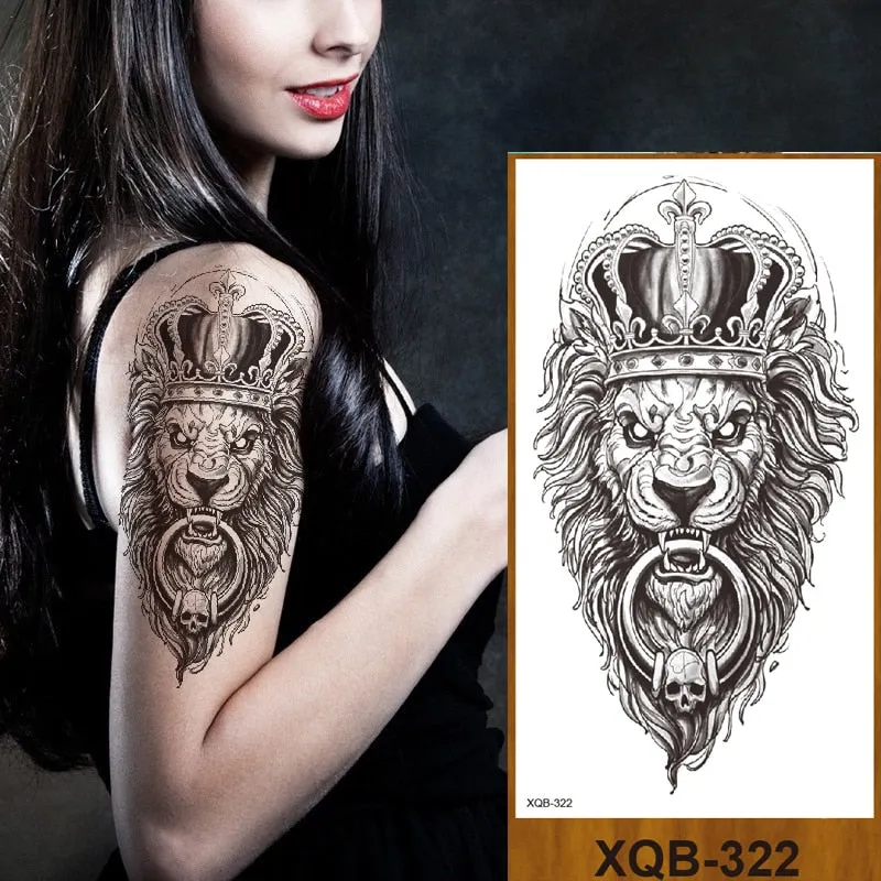 Temporary Tattoo Stickers Snake Bear Owl Fox Mermaid Tiger Wolf Lion King Men Women Girl Arm Body Chest Fake Body Leg Art Tatoo