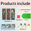 (US Local)3Pcs Special Shape Birds Diamond Painting Art Bookmark with Pendant for Books