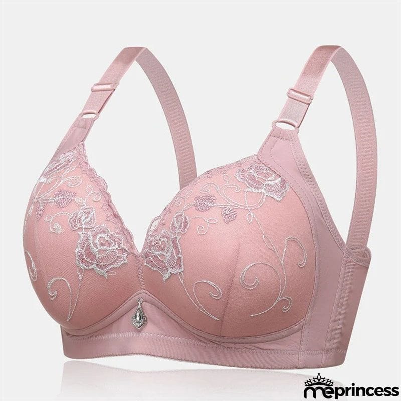 Women's Wireless Floral Embroidered Comfy Bras - Nude