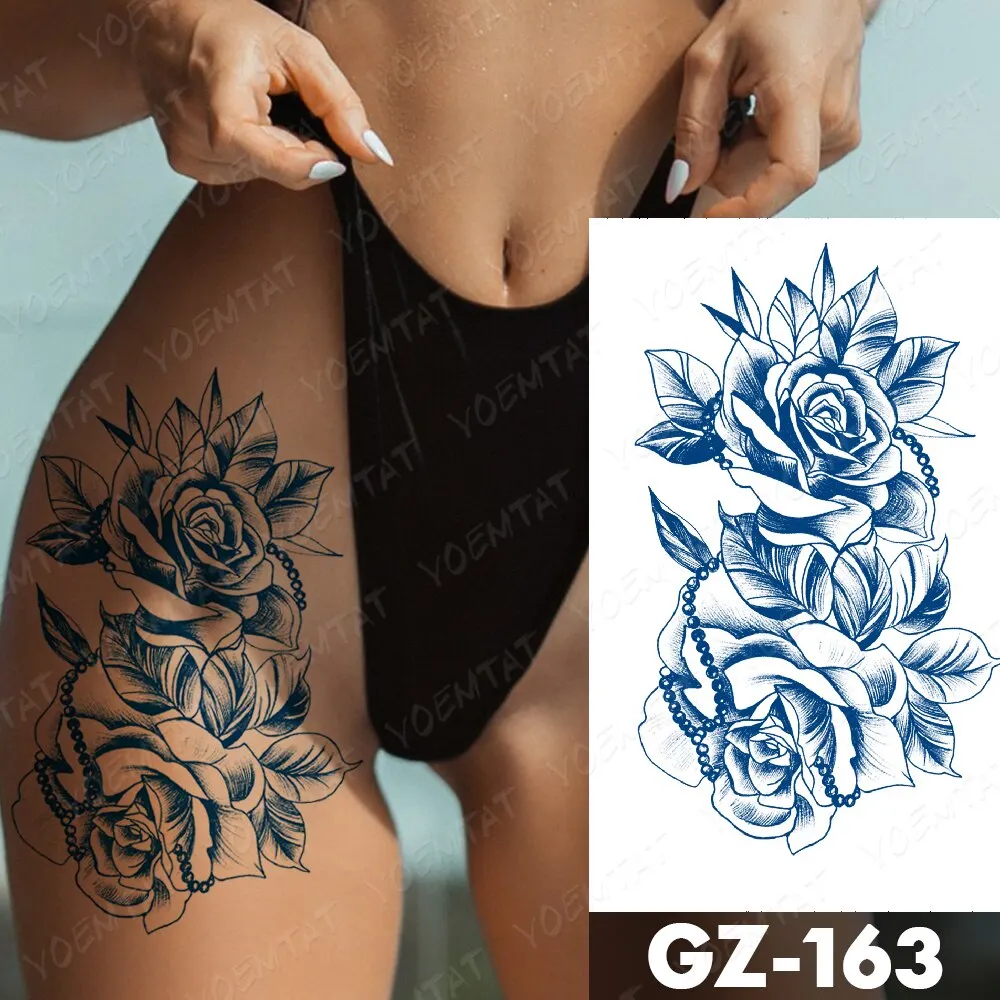 Sdrawing Lasting Ink Tattoos Body Art Waterproof Temporary Tattoo Sticker Line Dragon Tiger Totem Tatoo Arm Fake Fox Whale Tatto