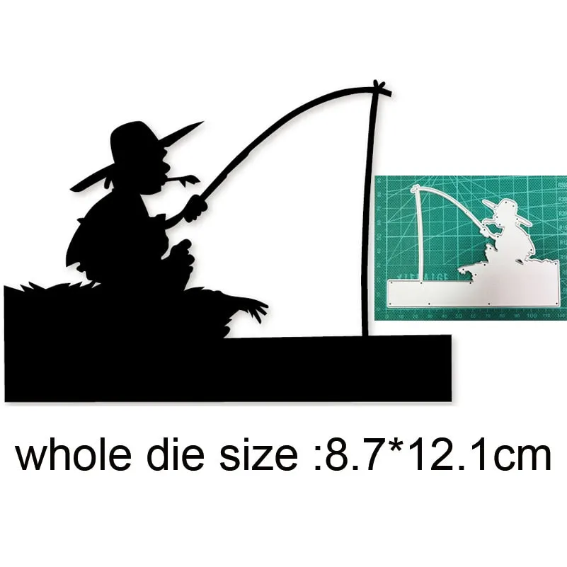 Craft Metal Cutting Dies Cut Die Mold Man Fishing Decoration Scrapbooking Dies Craft Paper Knife Mould Blade Punch Stencils Dies