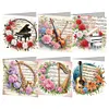 (US Local)6PCS DIY Piano Flower Diamond Art Greeting Cards Congratulations Cards & Gifts