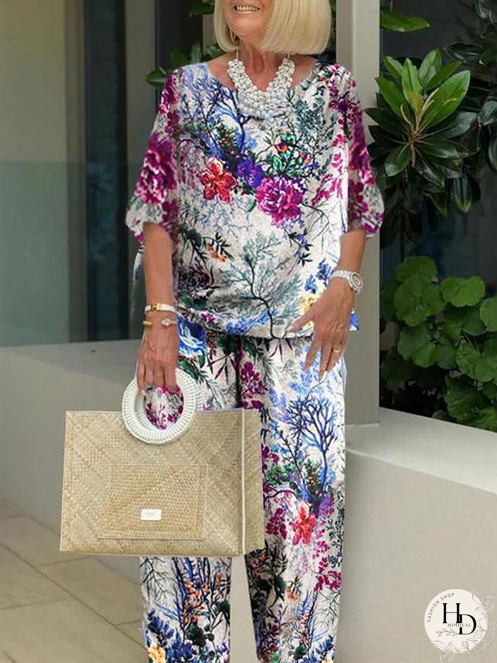 Plants Round Neck Women Set