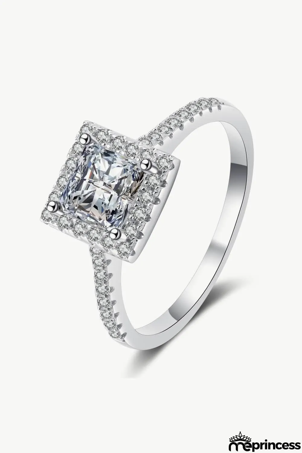 Sterling Silver Square Moissanite Ring