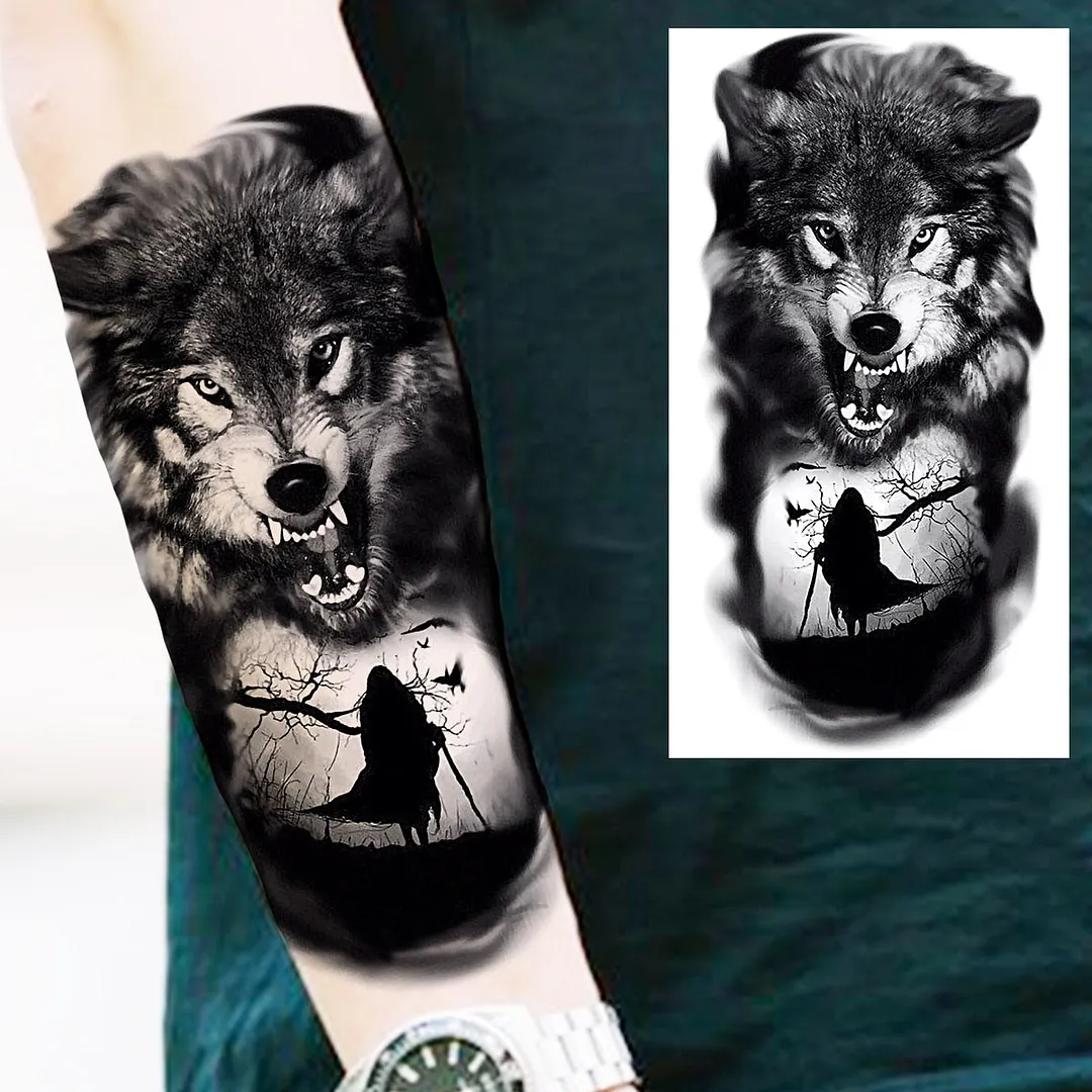 Halloween Clown Joker Scary Temporary Tattoos For Men Women Realistic Scary Lion Waterproof Tattoo Forearm Tatoos Vampire