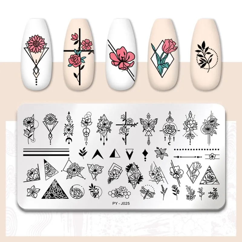 PICT YOU  Nail Stamping Plates Line Pictures Stencil Stainless Steel Nail Design for Printing Nail Art Image Plate Tool-Nail Inspo