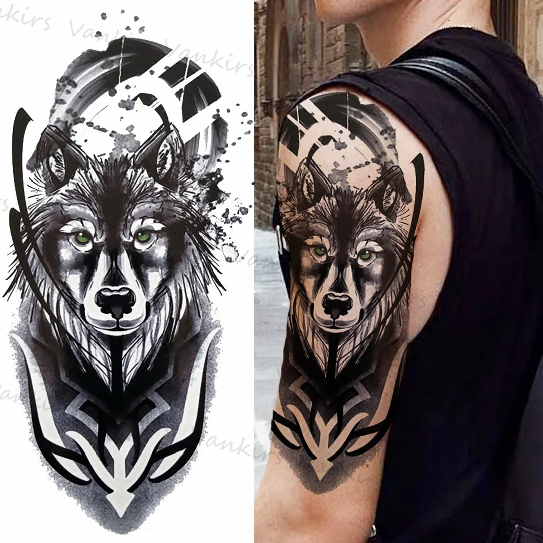 Sdrawing Skeleton Snake Flower Temporary Tattoos For Women Girls Realistic Snake Wolf Tribal Fake Tattoo Sticker Arm Waist Tatoo 3D