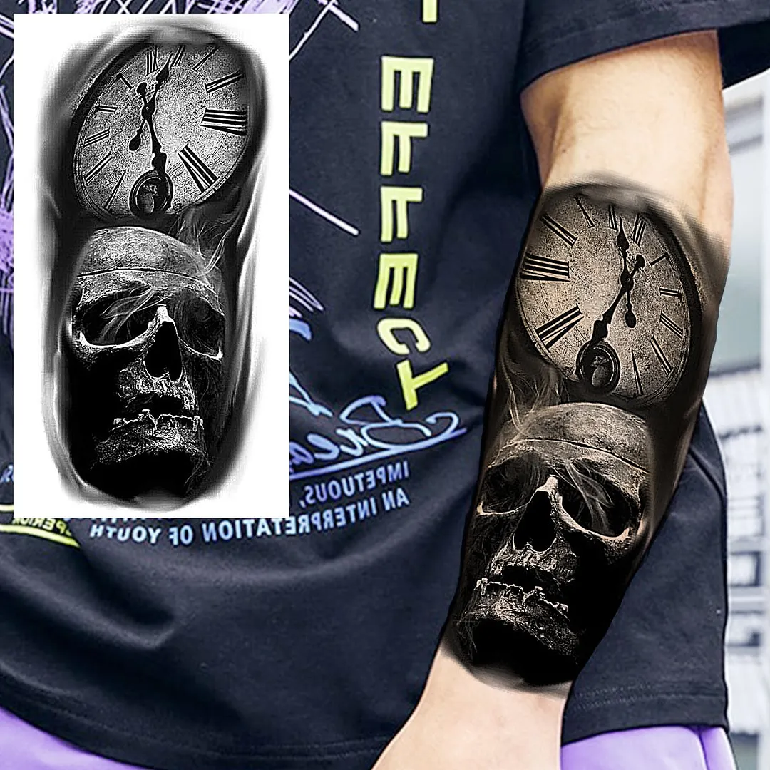 Halloween Clown Joker Scary Temporary Tattoos For Men Women Realistic Scary Lion Waterproof Tattoo Forearm Tatoos Vampire